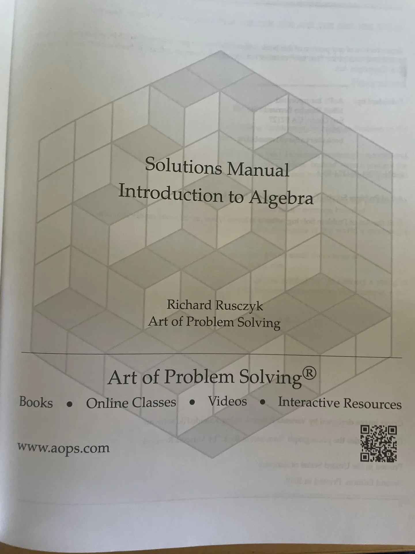 APS Intro To Algebra TextbookWorkbook With Answers